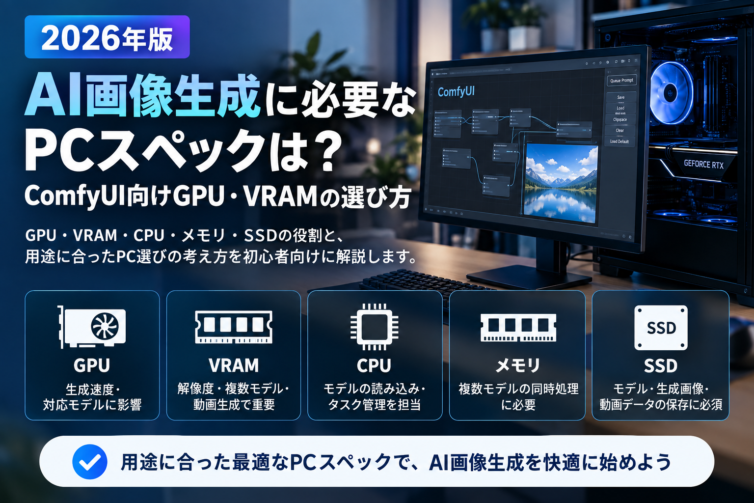 AI画像生成に必要なPCスペックとComfyUI向けGPU・VRAMの選び方